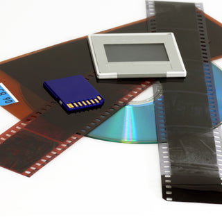 Film negatives, digital media composition showcasing scanning and archiving services at Photolab Berkeley