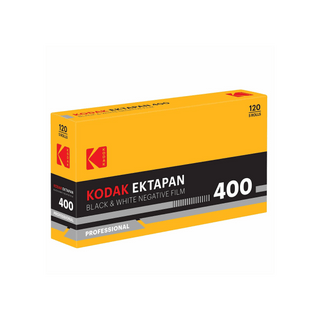Kodak Ektapan 400 Black & White film,  120 roll film, box of 5 on white background